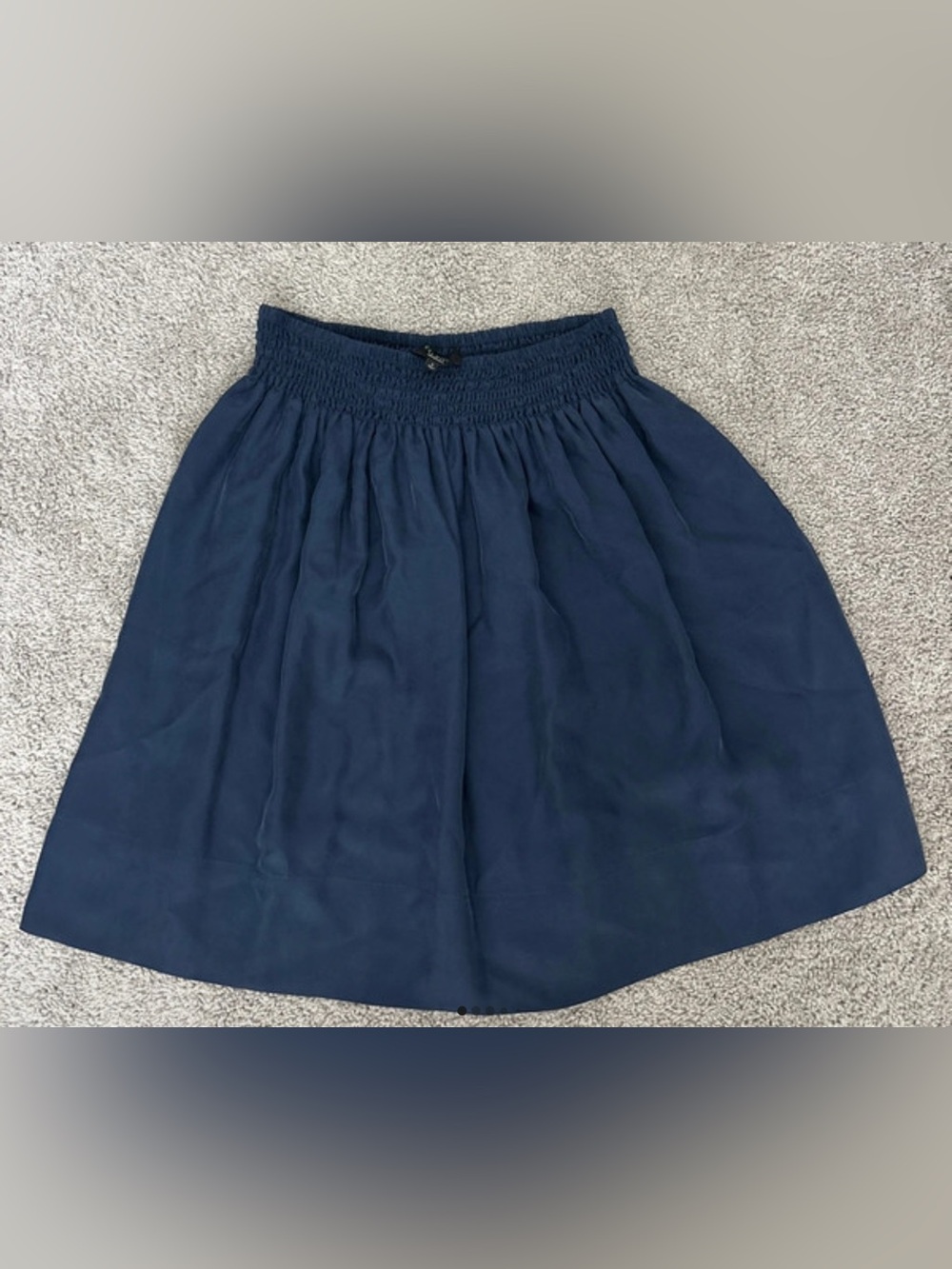 Talbots 100% Silk Smocked A-Line Skirt - Navy Blue, Size Small